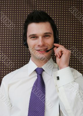 Happy call center operator