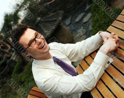 Businessman laughing
