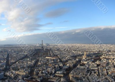 Panorama of Paris with a type on tour d,Eiffel