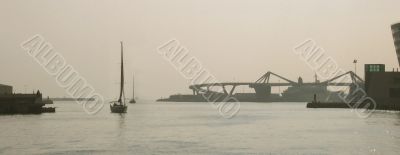Evening port of Barcelona