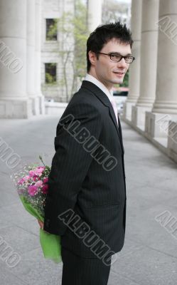 Businessman with flowers