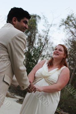 Happy bride and groom