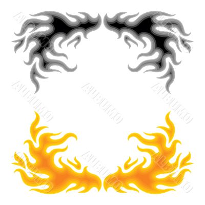 Fire over white