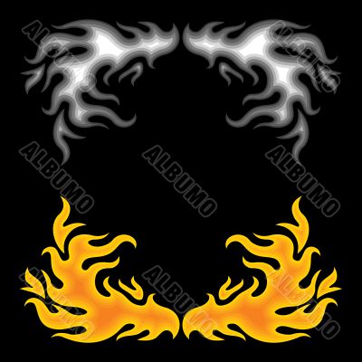 Fire over black