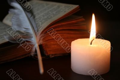 Candle, Book and Plume