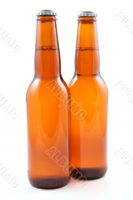 two bottles of beer isolated on white