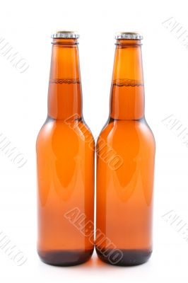 two bottles of beer isolated on white