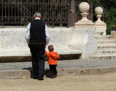 The grandfather with the grandson