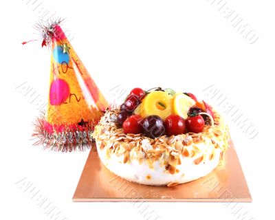 Birthday cake and hat