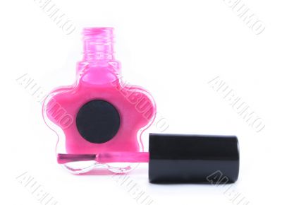 Pink nail polish isolated on white