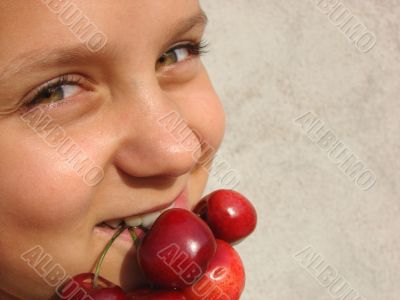 The girl with a sweet cherry