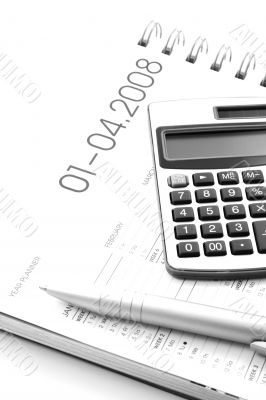 year planner with calcularor and pen