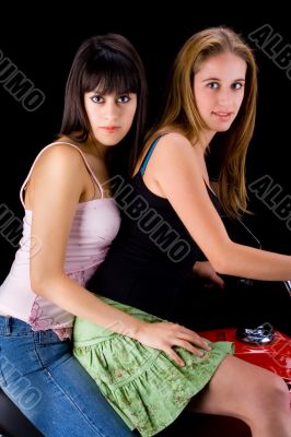 Two girls on bike