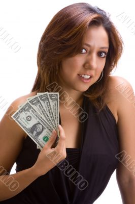 Girl with dollar bills