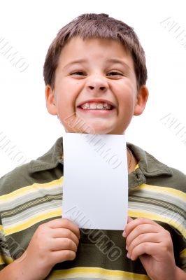 Boy with blank card 3