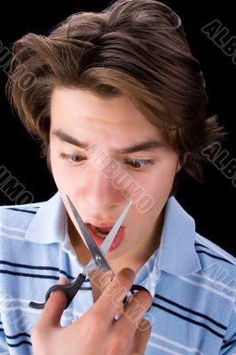 Boy cutting his nose