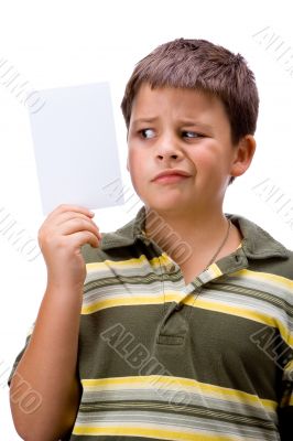 Boy with blank card 2