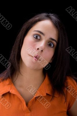 Teen puckering the mouth