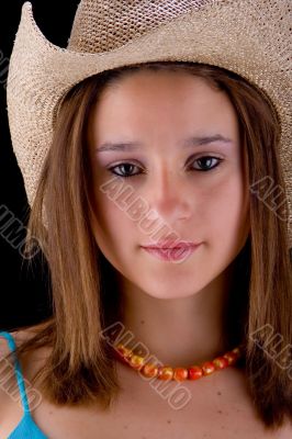 Brunette with hat