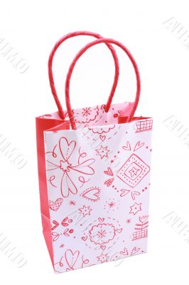 nice shopping bag with hearts isolated
