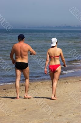 Taking sunbath by walking