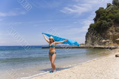 Young men on seacoast