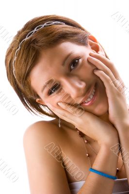 Girl with hands on face