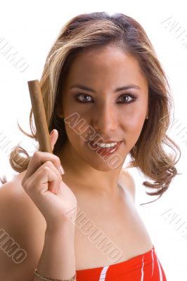 Brunette and cigar