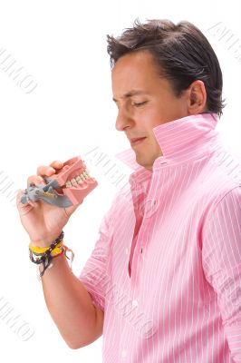 Young man with denture
