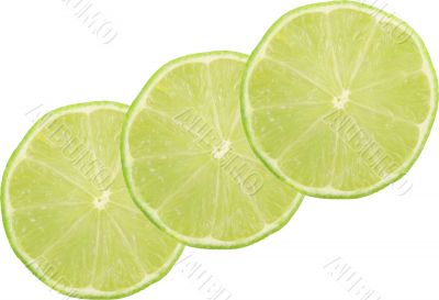 fresh lime slices isolated on white