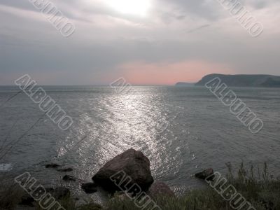 Sea before sunset. Meganom cape
