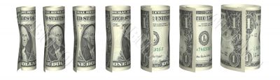 Dollar bills chart in white