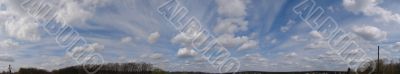 Horizontal panoramic skyskype with clouds