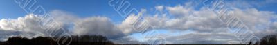 Horizontal panoramic skyskype with clouds