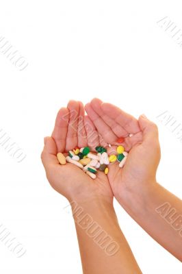 woman with lots of pills