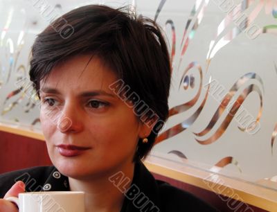 Woman drinking coffee