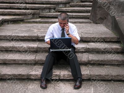 Working on rocks stairs