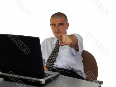 Businessman pointing the finger