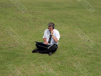 Businessman in the field