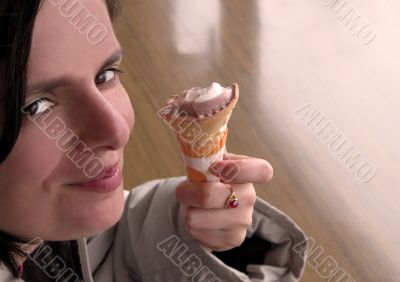 Smiling woman with icecream