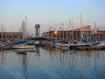 Evening port of Barcelona
