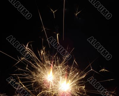 Bright light of sparkling holiday pyrotechnic