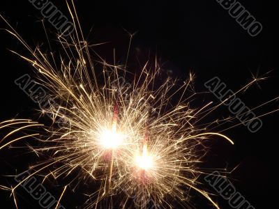 Bright light of sparkling holiday pyrotechnic