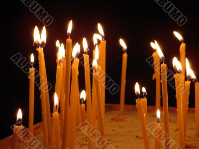 Mass of flaming candles