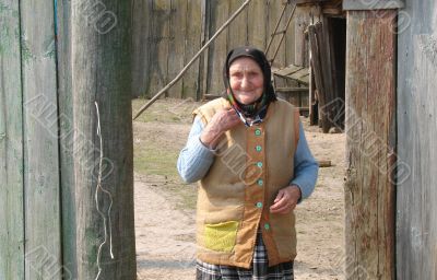 Old Ukrainian country sad granny portrait