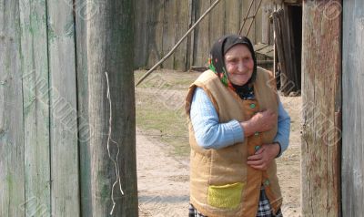 Old Ukrainian country sad granny portrait