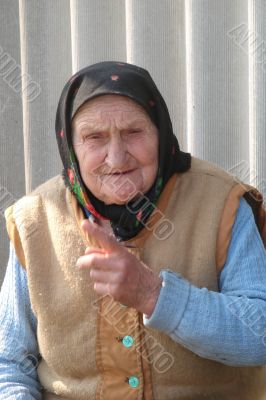 Old Ukrainian country sad granny portrait