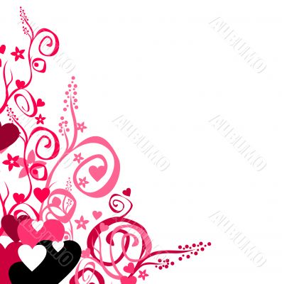 Love & flowers & scrolls background.