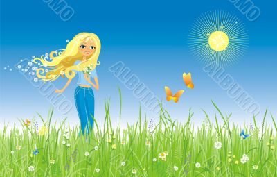The girl and butterfly