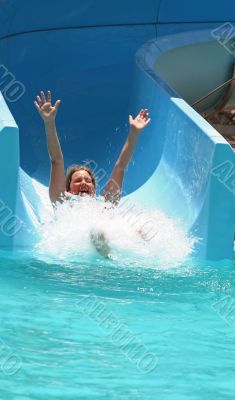 The child has fun in pool